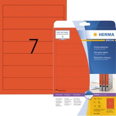 HERMA Ordneretikett 5092 kurz/schmal sk rot 140 St./Pack.