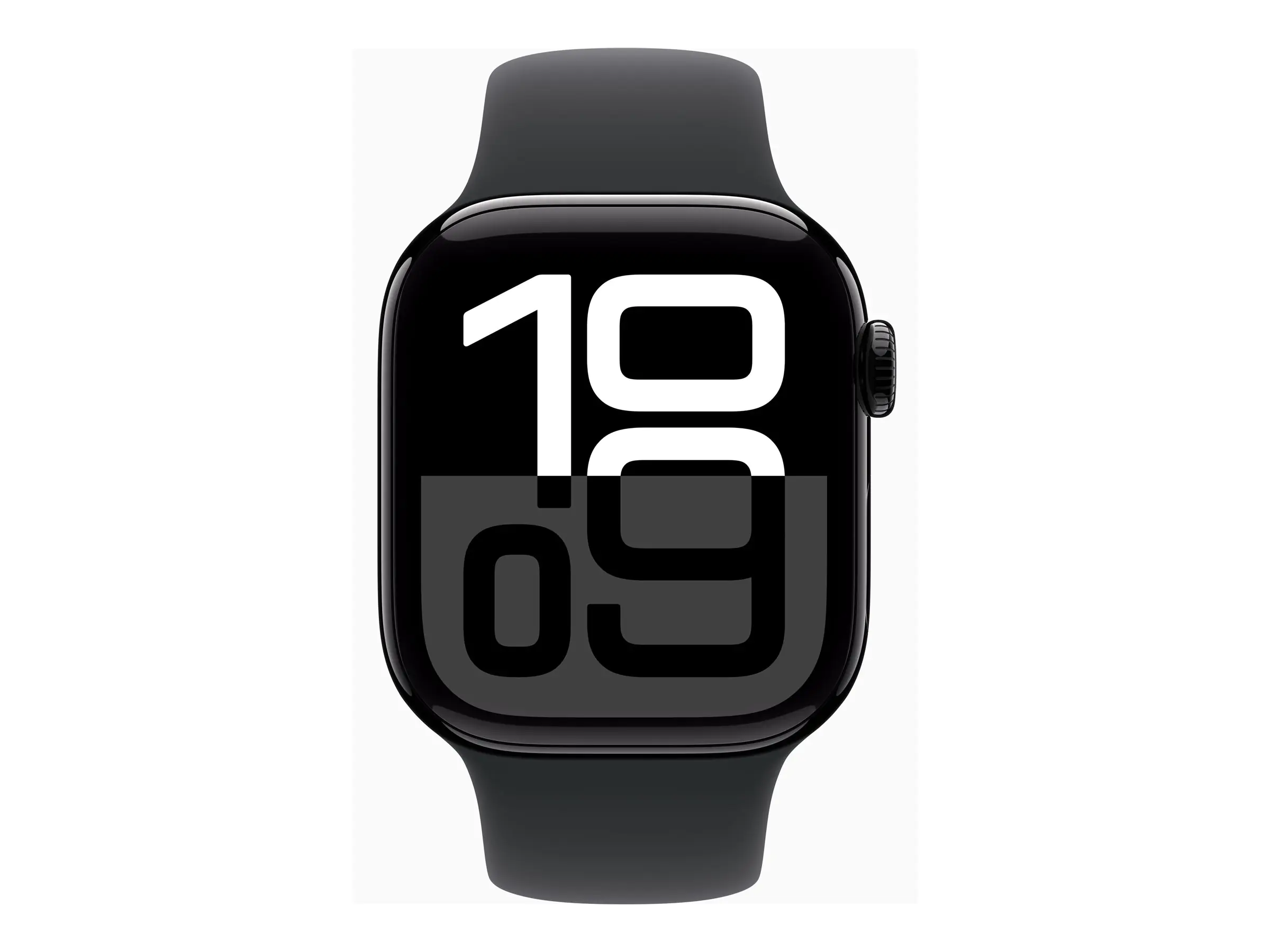 Apple Watch Series 10 (GPS) - 42 mm - Jet Black Aluminium - intelligente Uhr mit Sportband - Flouroelastomer - schwarz - Bandgröße: S/M - 64 GB - Wi-Fi 4, UWB, Bluetooth - 30 g