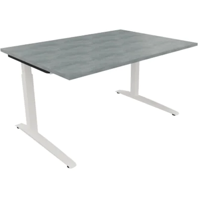 Schreibtisch Kufe Einzels. Quadrat B1400xT1000xH650-850 ws/Beton hell