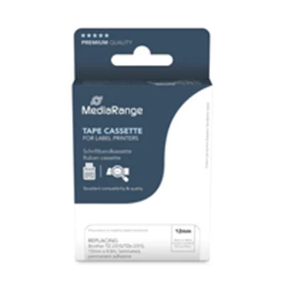 MEDIARANGE Schriftbandkassette schwarz auf weiß 4m x 12mm