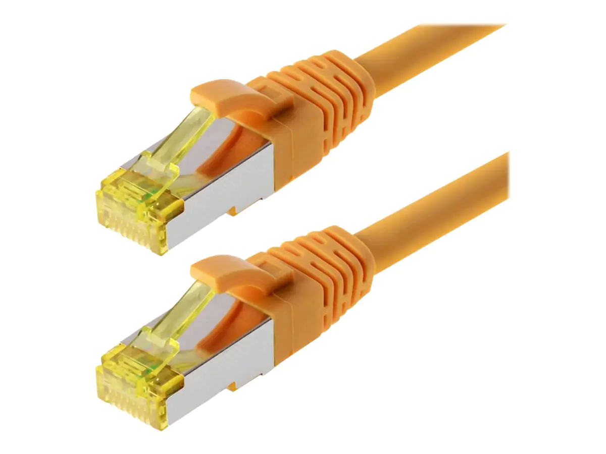Helos - Patch-Kabel - RJ-45 (M) bis RJ-45 (M) - 50 cm - SFTP, PiMF - CAT 6a - halogenfrei, geformt, ohne Haken - Gelb Helos - Patch-Kabel - RJ-45 (M) bis RJ-45 (M) - 50 cm - SFTP, PiMF - CAT 6a - halogenfrei, geformt, ohne Haken - Gelb