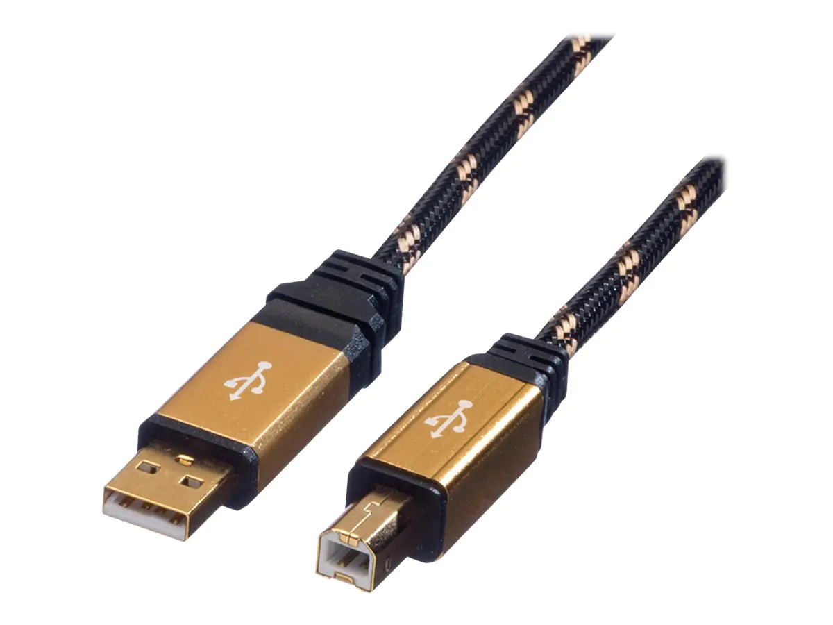 Roline Gold - USB-Kabel - USB (M) zu USB Typ B (M) - USB 2.0 - 3 m - Schwarz, Gold