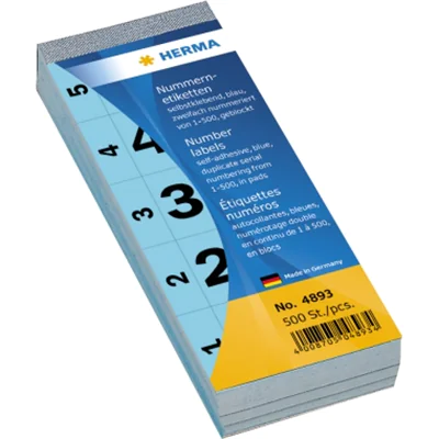 HERMA Nummernblock 4893 1-500 sk 28x56mm blau 500 St./Pack. HERMA Nummernblock 4893 1-500 sk 28x56mm blau 500 St./Pack.