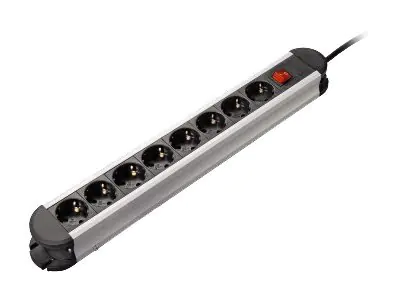 Hama Distribution Panel "Superior-Line" - Steckdosenleiste - Wechselstrom 220-240 V - Ausgangsanschlüsse: 8 - 1.5 m Schnur - Silber