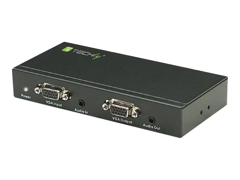 TECHly Extender / Splitter VGA Cat5e/6 - Erweiterung für Video/Audio - 4 Anschlüsse - bis zu 300 m
