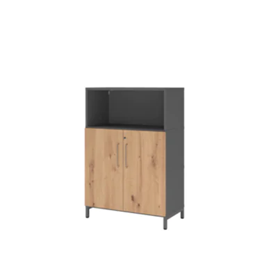 Hammerbacher Regalschrank FlexWall 800 x 1.180 x 41,7 mm (B x H x T) Flügeltür ohne Rollen Holz