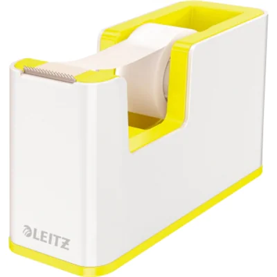 Leitz Tischabroller WOW Duo Colour 19 mm x 33 m (B x L) inkl. 1 Rolle Klebeband mit Lösungsmittel gelb/weiß Leitz Tischabroller WOW Duo Colour 19 mm x 33 m (B x L) inkl. 1 Rolle Klebeband mit Lösungsmittel gelb/weiß