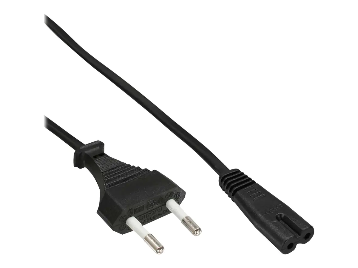 InLine - Stromkabel - Eurostecker (S) zu power IEC 60320 C7 - 30 cm - Schwarz