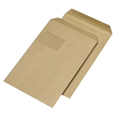 MAILmedia Versandtasche DIN C4 229 x 324 mm (B x H) mit Fenster 90g/m² mit Selbstklebung Natronpapier braun MAILmedia Versandtasche DIN C4 229 x 324 mm (B x H) mit Fenster 90g/m² mit Selbstklebung Natronpapier braun