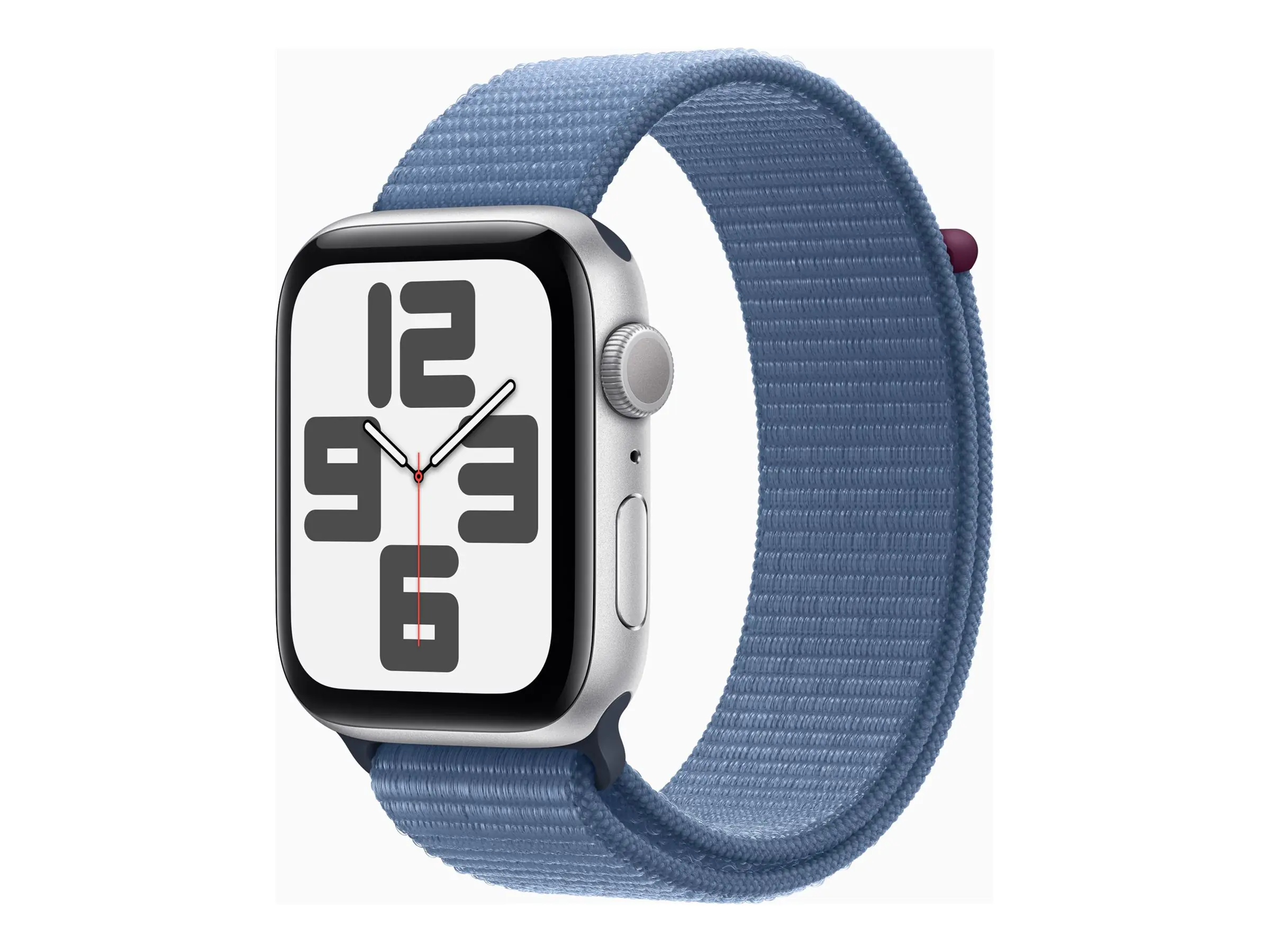 Apple Watch SE (GPS) - 44 mm - Aluminium, Silber - intelligente Uhr mit Sportschleife - Stoff - winter blue - Handgelenkgröße: 145-220 mm - 32 GB - Wi-Fi, Bluetooth - 32.9 g