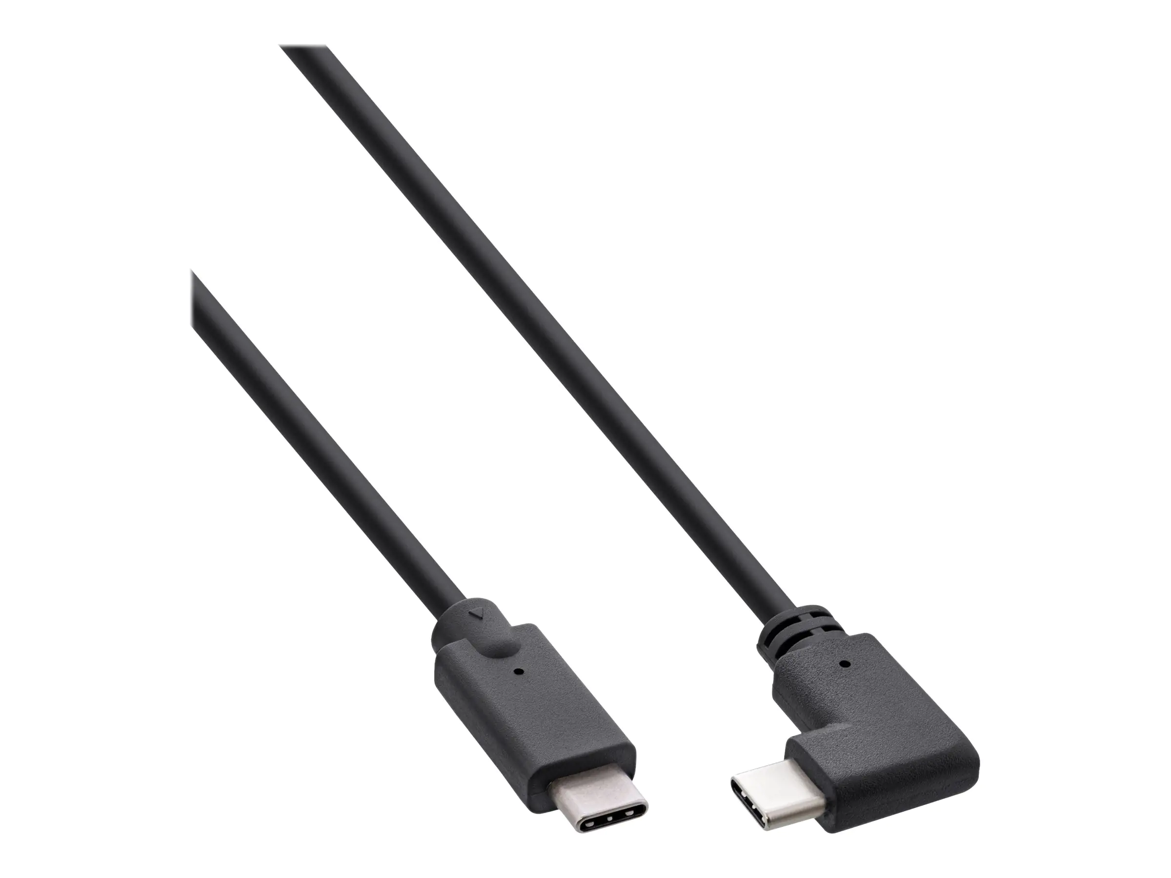 InLine - USB-Kabel - 24 pin USB-C (M) zu 24 pin USB-C (M) gewinkelt - USB 3.2 Gen 2 - 50 cm - unterstützt Power Delivery 3.0, bis zu 20 Gbps Datentransferrate - Schwarz