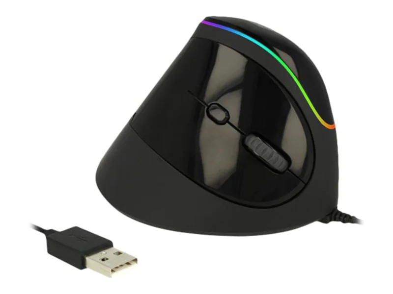 DeLOCK Ergonomic - Vertikale Maus - ergonomisch - Für Rechtshänder - optisch - 6 Tasten - kabelgebunden - USB 2.0 - Schwarz - retail