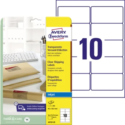 Avery Zweckform Adressetikett J4722-25 tr 250 St./Pack. Avery Zweckform Adressetikett J4722-25 tr 250 St./Pack.