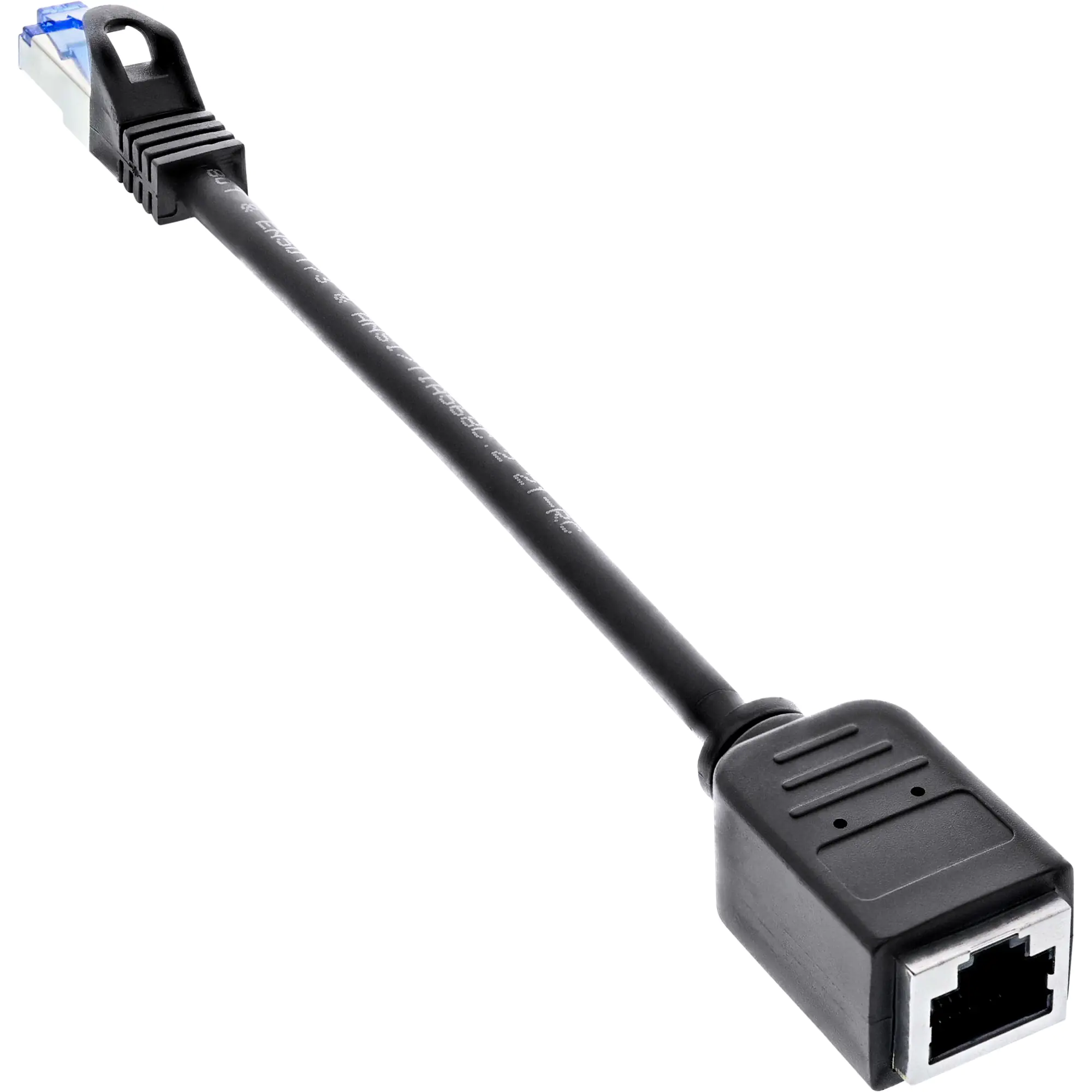 InLine - Patch-Verlängerungskabel - RJ-45 (M) zu RJ-45 (W) - 20 cm - SFTP, PiMF - CAT 6a - halogenfrei - Schwarz