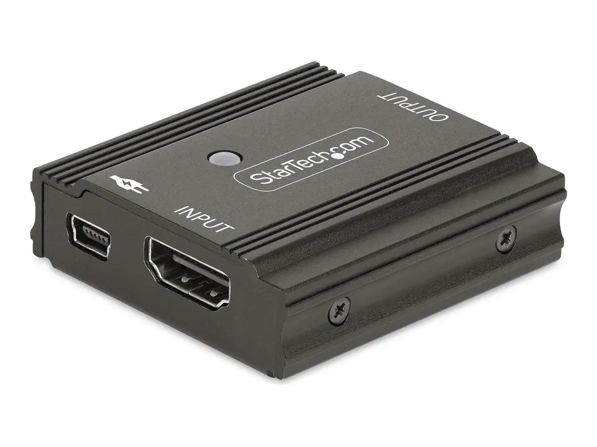 StarTech 33ft (10m) 8K 60Hz HDMI Signal Booster, Active HDMI 2.1 Inline Repeater and Video Signal Amplifier up to 8K 60Hz/4K 144Hz, Compact HDMI Cable Extender - HDMI Signal Extension (33FT-8K-HDMI-BOOSTER) - Erweiterung für Video/Audio - Sender - HDMI -