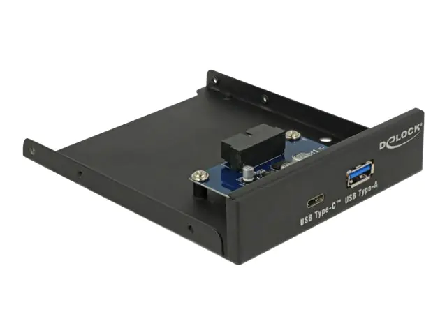 DeLOCK 3.5" USB 3.1 Gen 1 Front Panel 1 x USB Type-C + 1 x USB Typ-A - Anschlüsse am vorderen Bedienfeld des Speicherschachts - USB-C, USB 3.1 Gen 1 - Schwarz