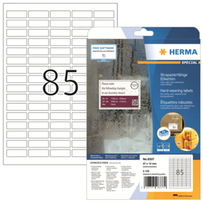 HERMA Etikett 8337 37x13mm PES weiß 2.125 St./Pack. HERMA Etikett 8337 37x13mm PES weiß 2.125 St./Pack.