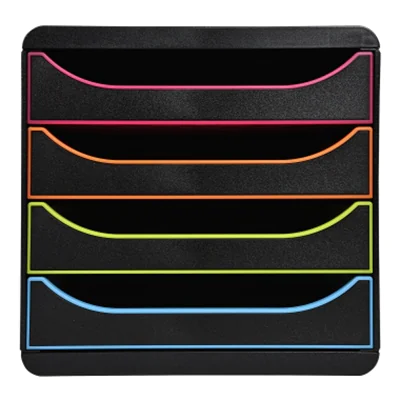 Exacompta Schubladenbox BIG-BOX 4 Schubladen DIN A4, Überbreite Polystyrol Gehäusefarbe: schwarz Farbe der Schublade: schwarz/harlekin Exacompta Schubladenbox BIG-BOX 4 Schubladen DIN A4, Überbreite Polystyrol Gehäusefarbe: schwarz Farbe der Schublade: schwarz/harlekin