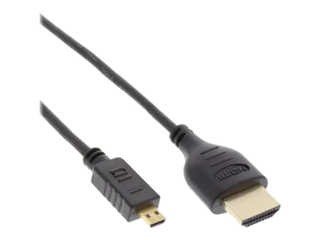 InLine - HDMI-Kabel mit Ethernet - HDMI männlich zu 19 pin micro HDMI Type D männlich - 30 cm - Dreifachisolierung - Schwarz - geformt, 4K Unterstützung
