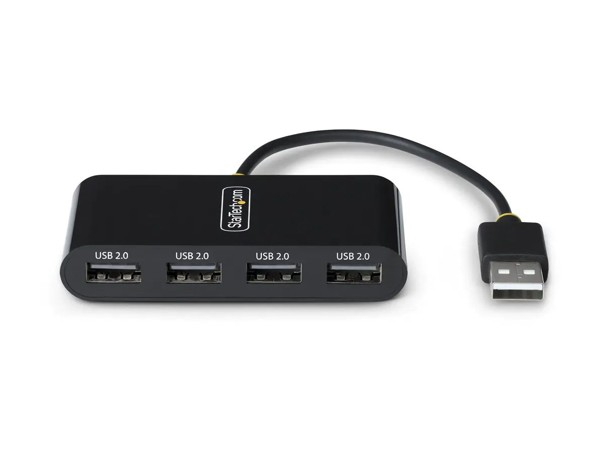 StarTech.com 4-Port USB 2.0 Hub, USB Bus Powered, Small Travel Mini USB Hub, USB 2.0 Splitter, Multi
