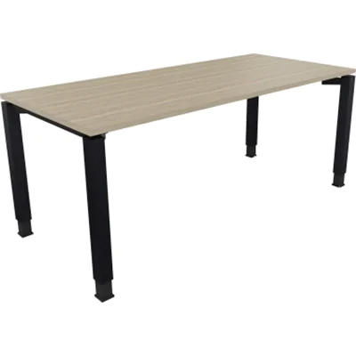 Schreibtisch Vierfuß Quadratrohr B1800xT800xH680-820 an/Eiche Natur