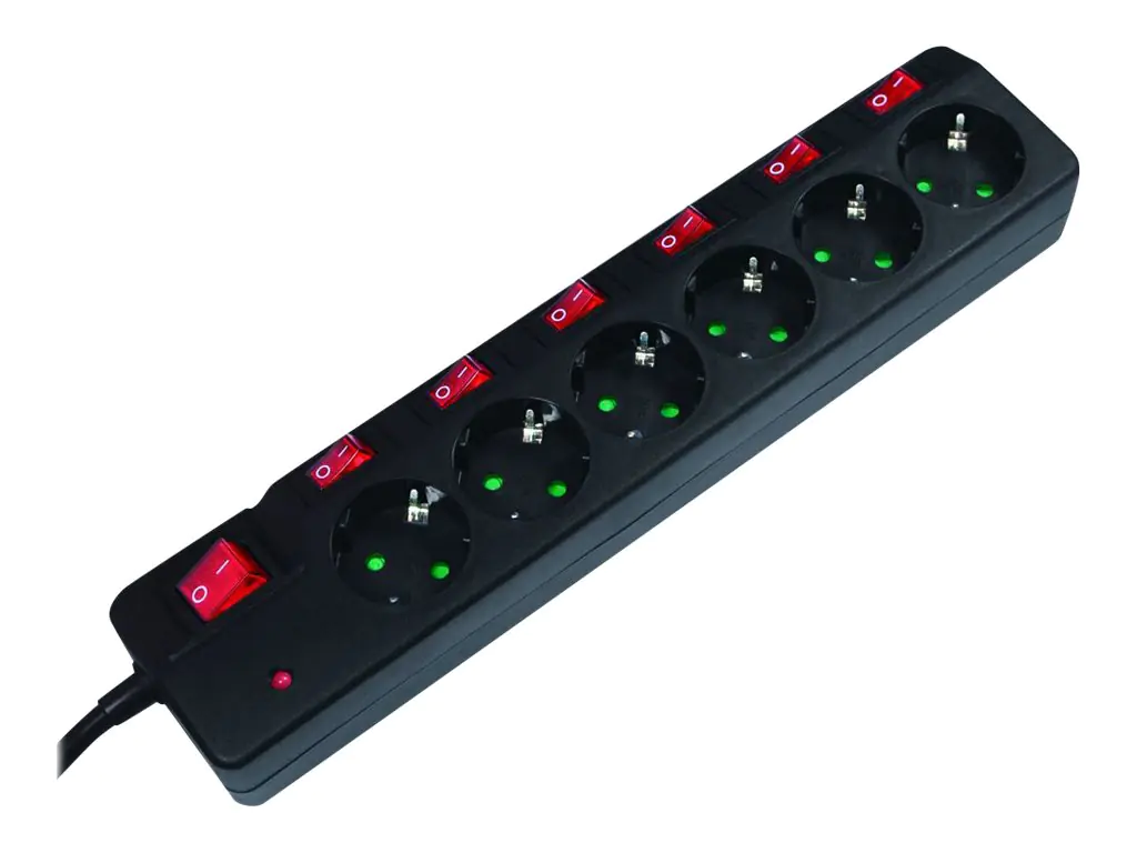 LogiLink - Steckdosenleiste - Wechselstrom 250 V - 3680 Watt - Ausgangsanschlüsse: 6 (power CEE 7/3) - 1.5 m Schnur