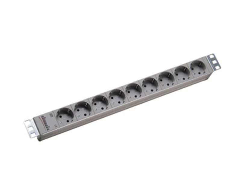 Bachmann - Steckdosenleiste (Rack - einbaufähig) - Ausgangsanschlüsse: 9 - 1U - 48.3 cm (19") - 2 m Schnur - Hellgrau
