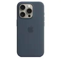 Apple - Hintere Abdeckung für Mobiltelefon - kompatibel mit MagSafe - Silikon - Storm Blue - für iPhone 15 Pro