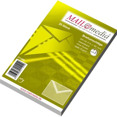 MAILmedia Briefumschlag DIN C6 162 x 114 mm (B x H) ohne Fenster 72g/m² mit gummierter Klappe Offsetpapier weiß 25 St./Pack. MAILmedia Briefumschlag DIN C6 162 x 114 mm (B x H) ohne Fenster 72g/m² mit gummierter Klappe Offsetpapier weiß 25 St./Pack.