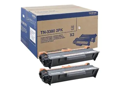 Brother TN3380 2PK - 2er-Pack - Schwarz - Original - Tonerpatrone - für Brother DCP-8110, 8150, 8155, 8250, HL-5440, 5450, 5470, 6180, MFC-8510, 8520, 8710, 8950