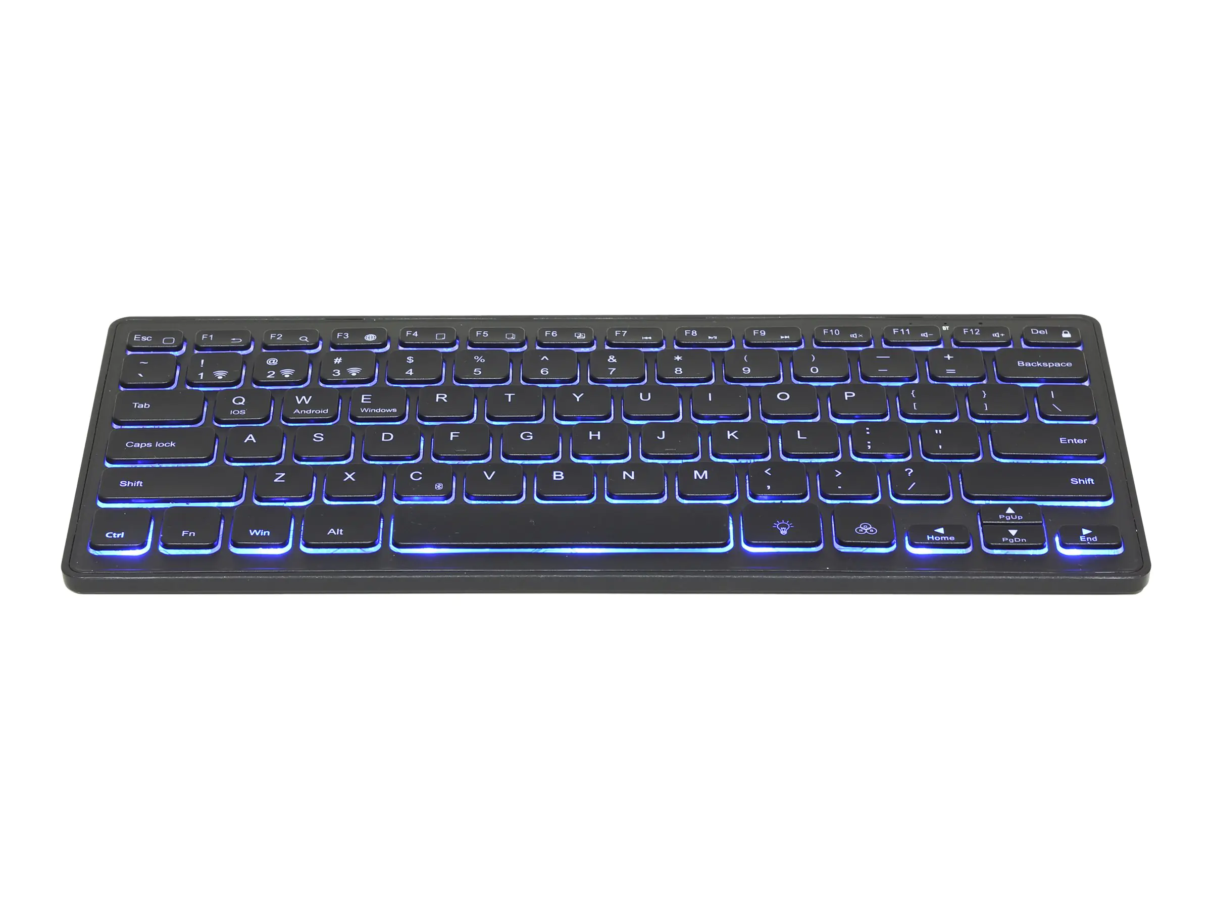 Gembird KB-BTRGB-01-DE - Tastatur - Hintergrundbeleuchtung - kabellos - Bluetooth 3.0 - QWERTZ - Deutsch - Schwarz
