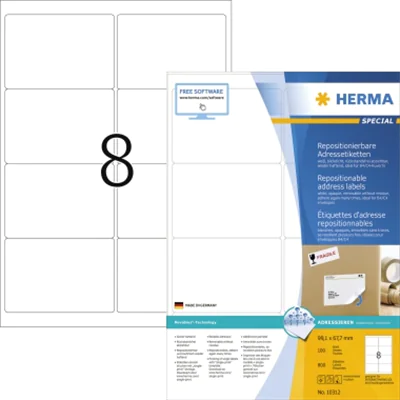 HERMA Etikett 10312 99,1 x 67,7 mm matt Papier weiß 800 St./Pack. HERMA Etikett 10312 99,1 x 67,7 mm matt Papier weiß 800 St./Pack.