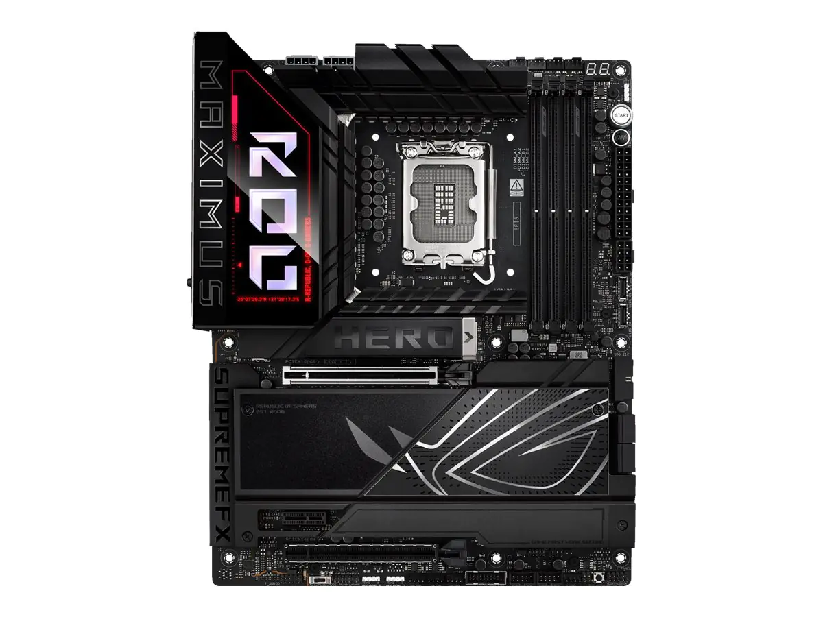 ASUS ROG MAXIMUS Z890 HERO - Motherboard - ATX - LGA1851-Sockel - Z890 Chipsatz - USB4, USB 3.2 Gen 1, USB-C 3.2 Gen2, USB 3.2 Gen 2 - Wi-Fi 7, Bluetooth, 5 Gigabit Ethernet - Onboard-Grafik (CPU erforderlich) - HD Audio (8-Kanal)