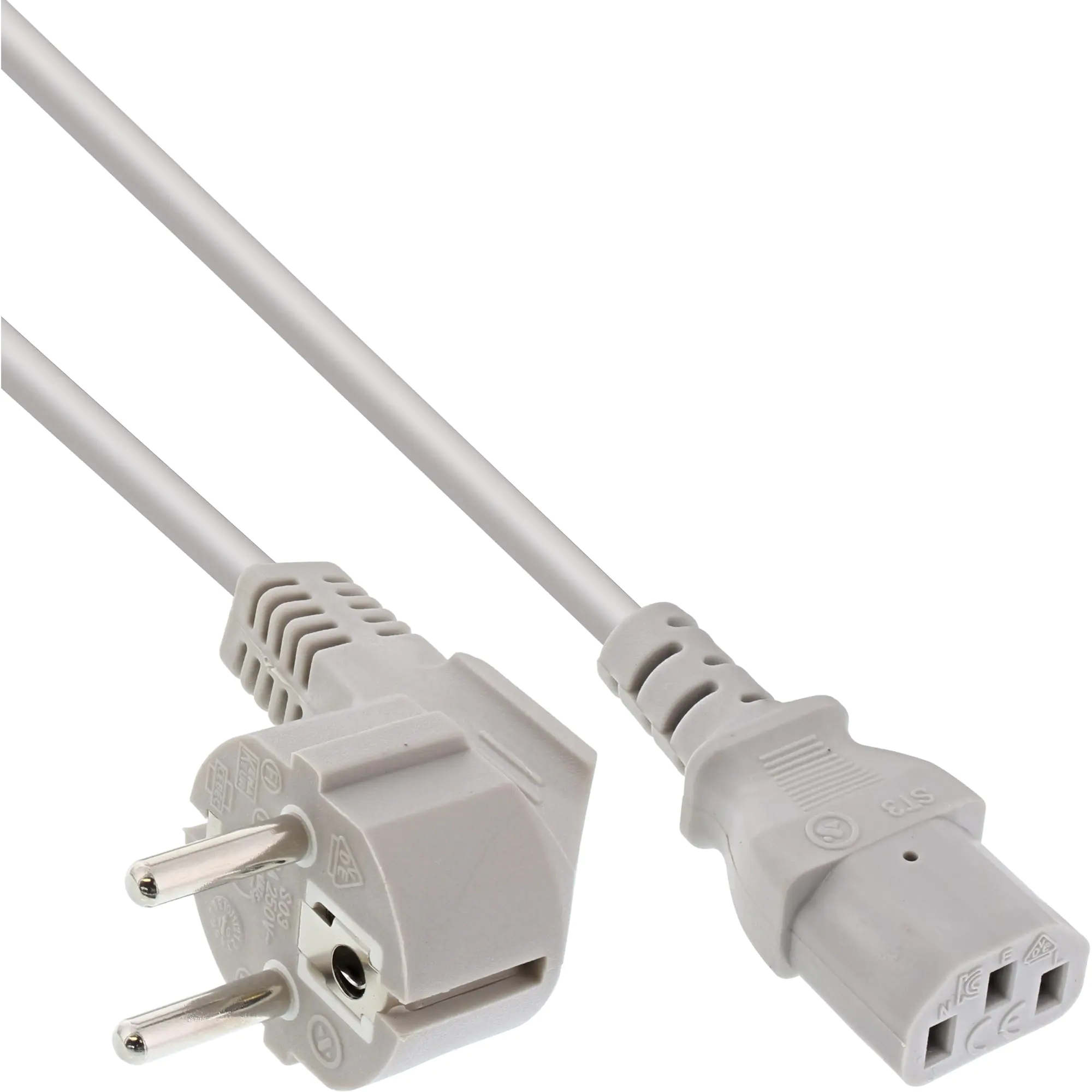 InLine - Stromkabel - CEE 7/7 (S) gewinkelt bis IEC 60320 C13 - 1 m - Grau InLine - Stromkabel - CEE 7/7 (S) gewinkelt bis IEC 60320 C13 - 1 m - Grau