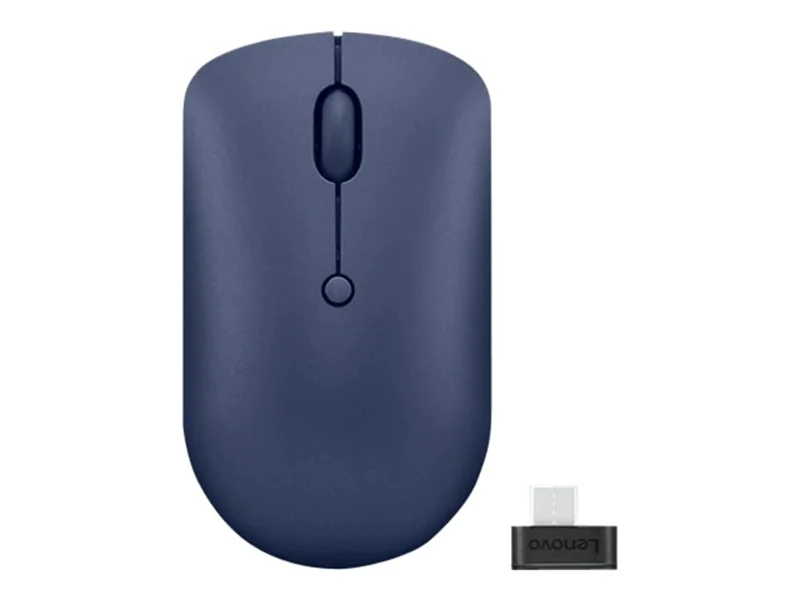 Lenovo - Maus - kompakt - rechts- und linkshändig - optisch - 4 Tasten - kabellos - 2.4 GHz - USB-C Wireless-Empfänger - Abgrundblau - braune Box - CRU