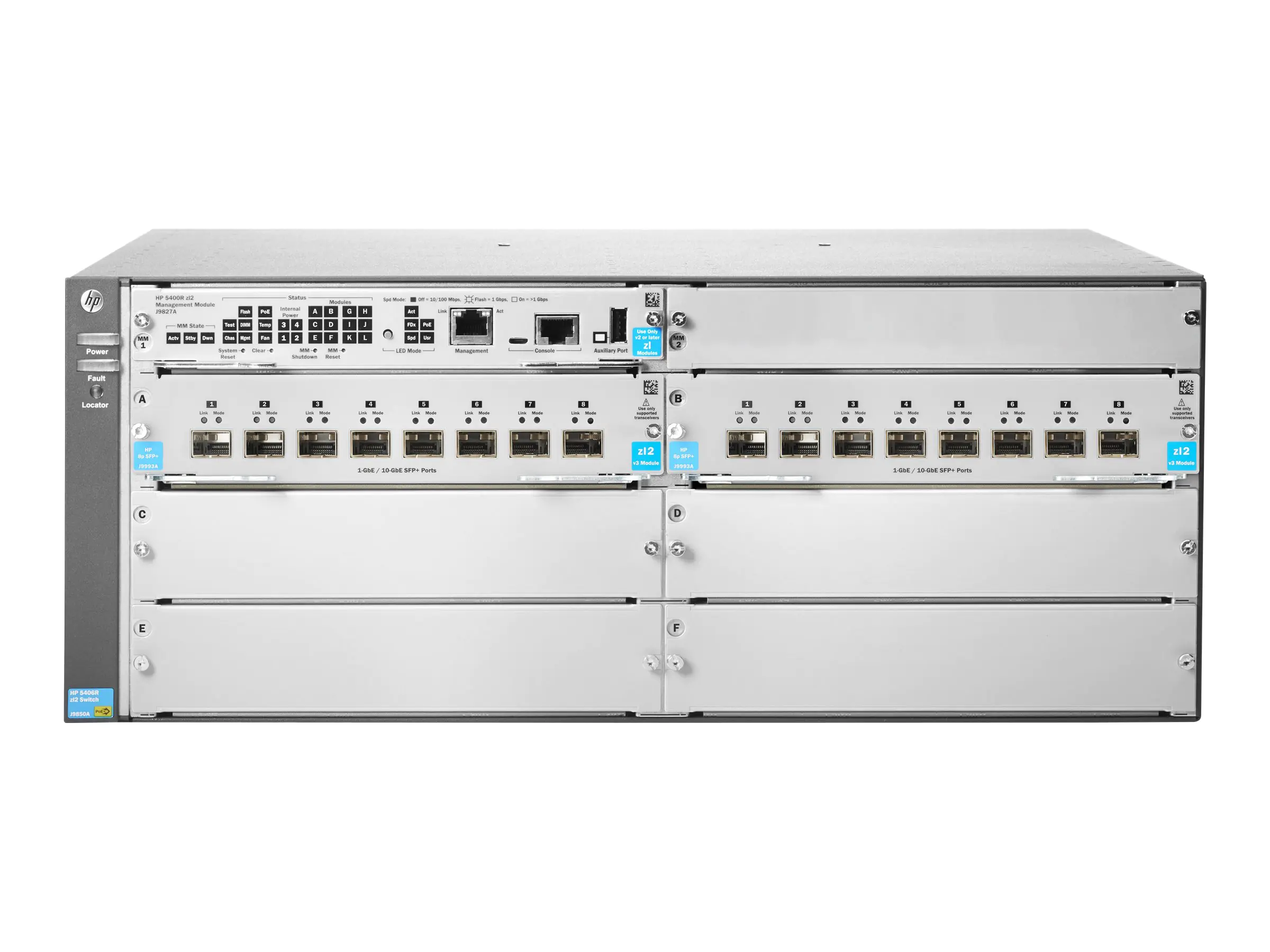 HPE Aruba 5406R 16-port SFP+ (No PSU) v3 zl2 - Switch - managed - 16 x 1 Gigabit / 10 Gigabit SFP+ - an Rack montierbar