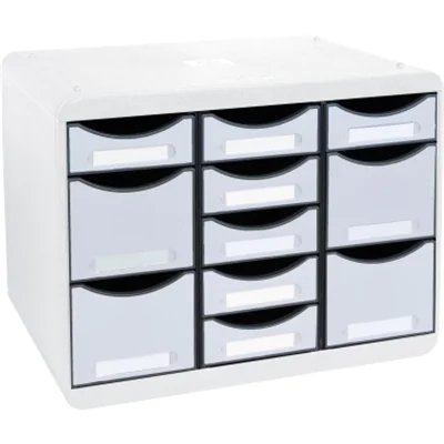 Exacompta Schubladenbox STORE-BOX Multi 11 Schubladen Polystyrol Gehäusefarbe: lichtgrau Farbe der Schublade: lichtgrau Exacompta Schubladenbox STORE-BOX Multi 11 Schubladen Polystyrol Gehäusefarbe: lichtgrau Farbe der Schublade: lichtgrau