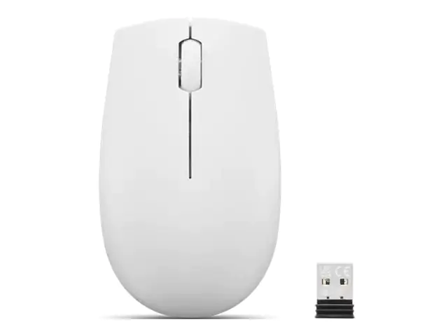 Lenovo 300 Wireless Compact - Maus - mit Batterie - optisch - 3 Tasten - kabellos - 2.4 GHz - kabelloser Empfänger (USB) - Cloud Gray - Blister-Verpackung