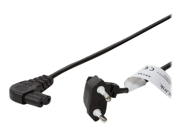 LogiLink - Stromkabel - Eurostecker (S) bis IEC 60320 C7 - 250 V - 2.5 A - 75 cm - 90° Stecker - Schwarz