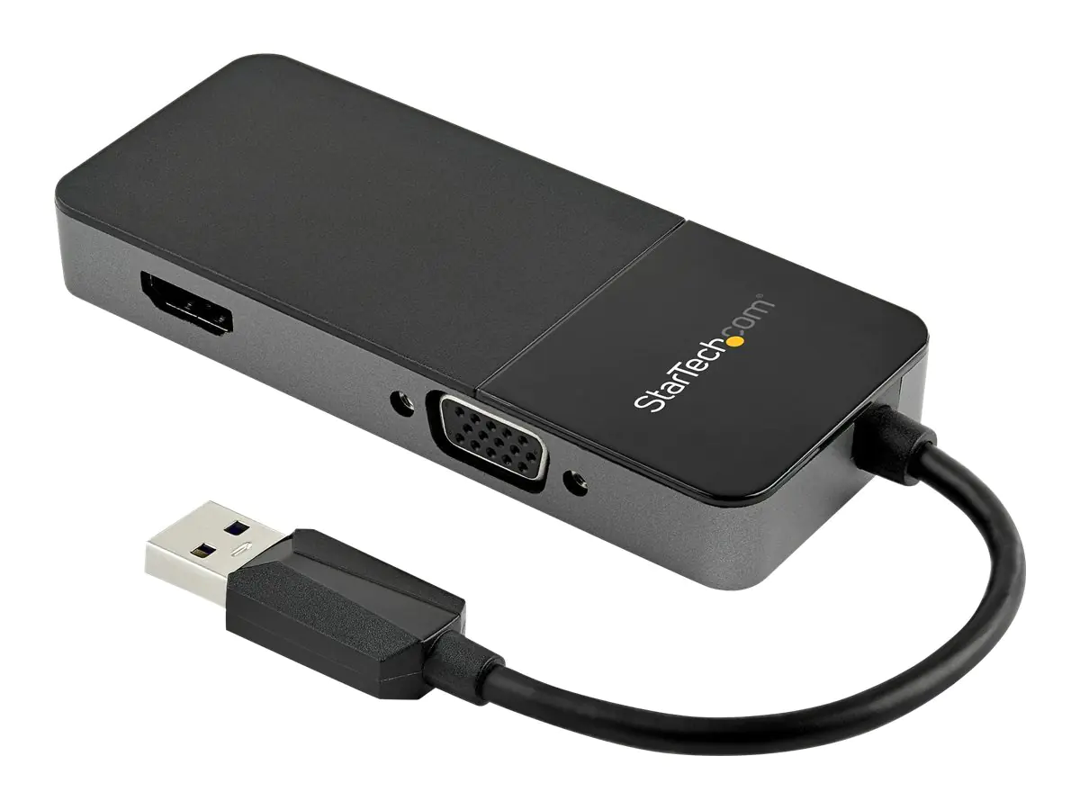 StarTech USB 3.0 auf HDMI und VGA Adapter - 4K/1080p USB Typ-A Dual Monitor Multiport Konverter - Externe Video Grafikkarte für mehrere Bildschirme - Multi Display USB Adapter (USB32HDVGA) - Videoadapter - USB Typ A männlich zu HD-15 (VGA), HDMI weiblich