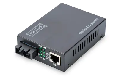 Digitus DN-82021-1 - Medienkonverter - 100Mb LAN - 10Base-T, 100Base-FX, 100Base-TX - RJ-45 / SC Single-Modus - bis zu 20 km - 1310 nm