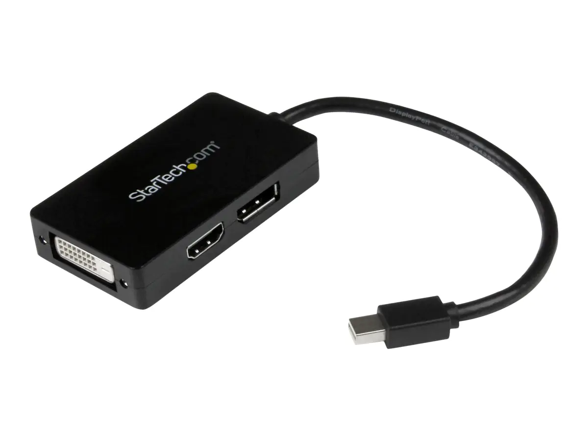 StarTech Mini DisplayPort auf DisplayPort/ DVI/ HDMI Adapter mit bis zu 2560x1600 / mini DP Stecker/ DVI-D Buchse auf HDMI Buchse - Videoadapter - Mini DisplayPort männlich zu DVI-D, HDMI, DisplayPort weiblich - 15 cm - Schwarz