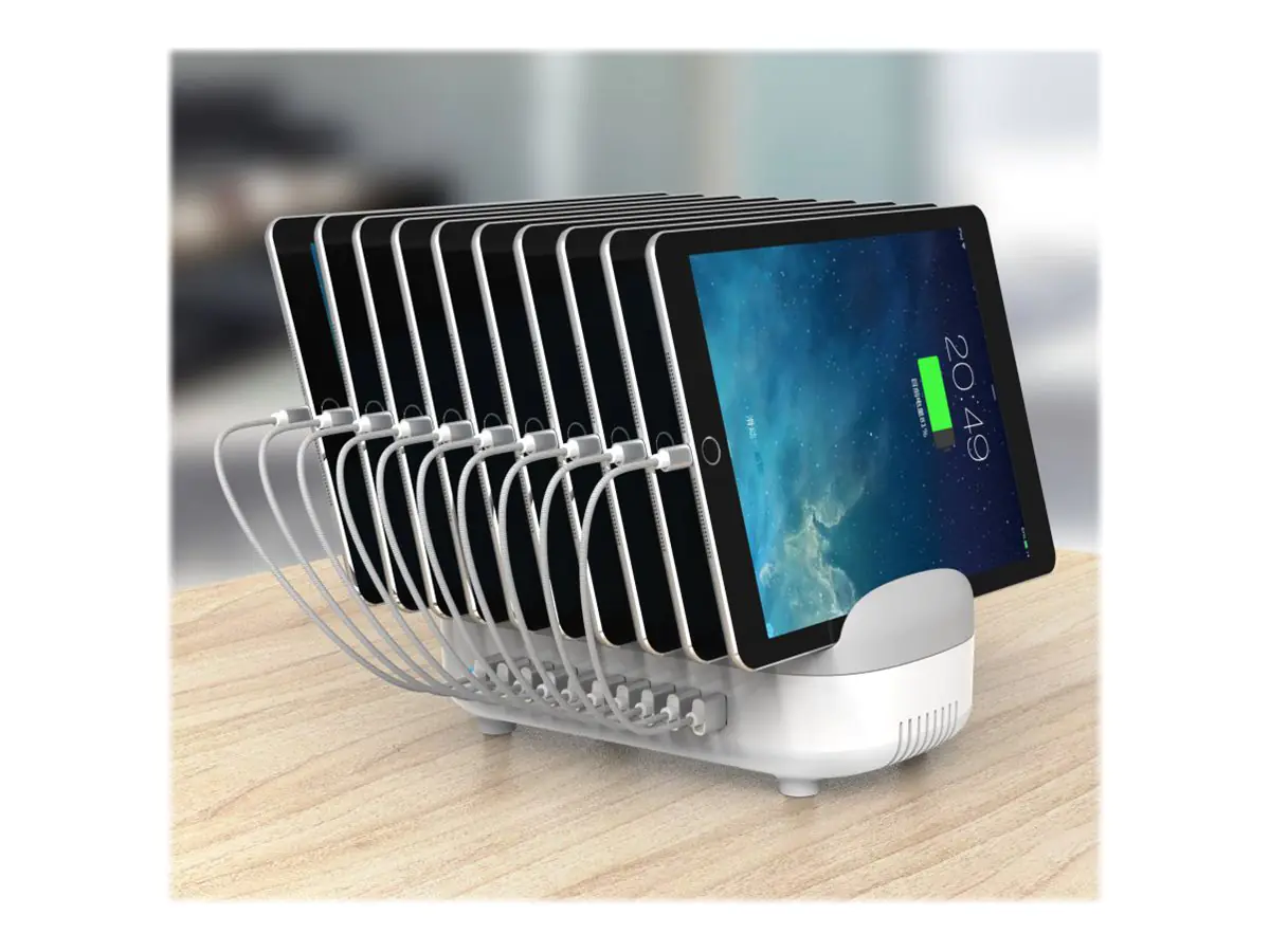 Compulocks 10 Ports USB Charging Dock Station With EU Plug - Ladestation - 120 Watt - 2.4 A - 10 Ausgabeanschlussstellen (USB) Compulocks 10 Ports USB Charging Dock Station With EU Plug - Ladestation - 120 Watt - 2.4 A - 10 Ausgabeanschlussstellen (USB)