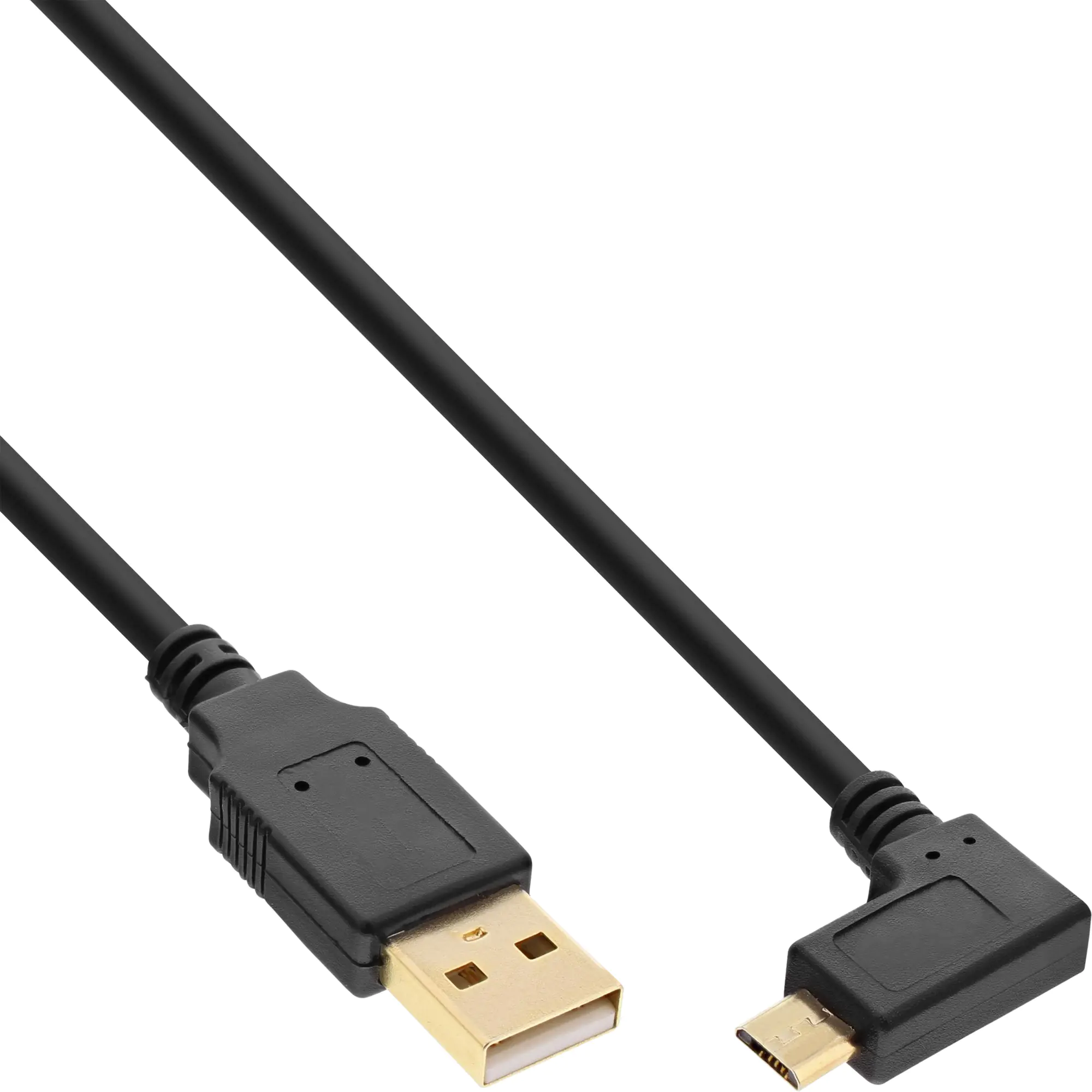 InLine - USB-Kabel - USB (M) gerade bis Micro-USB Typ B (M) gewinkelt - USB 2.0 - 2 m - Schwarz