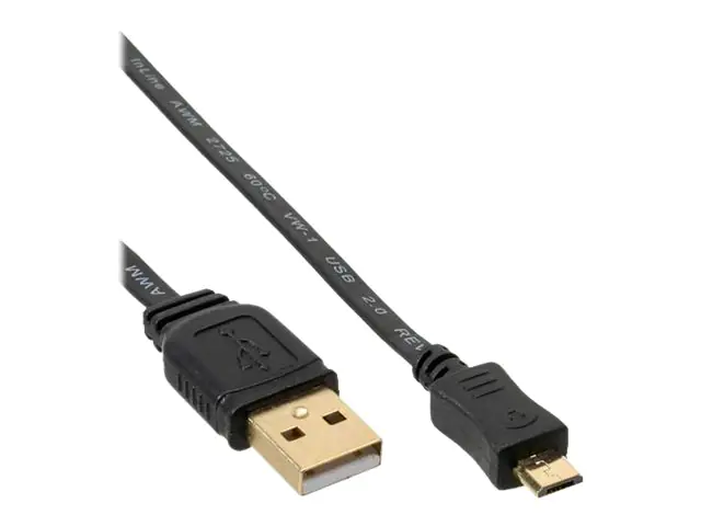 InLine - USB-Kabel - Micro-USB Typ B (M) zu USB (M) - 2 m - flach - Schwarz
