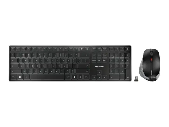 CHERRY DW 9500 SLIM - Tastatur-und-Maus-Set - kabellos - 2.4 GHz, Bluetooth 4.0 - Tschechisch/Slowakish - Tastenschalter: CHERRY SX - Grau, Schwarz - plastikfreie Verpackung