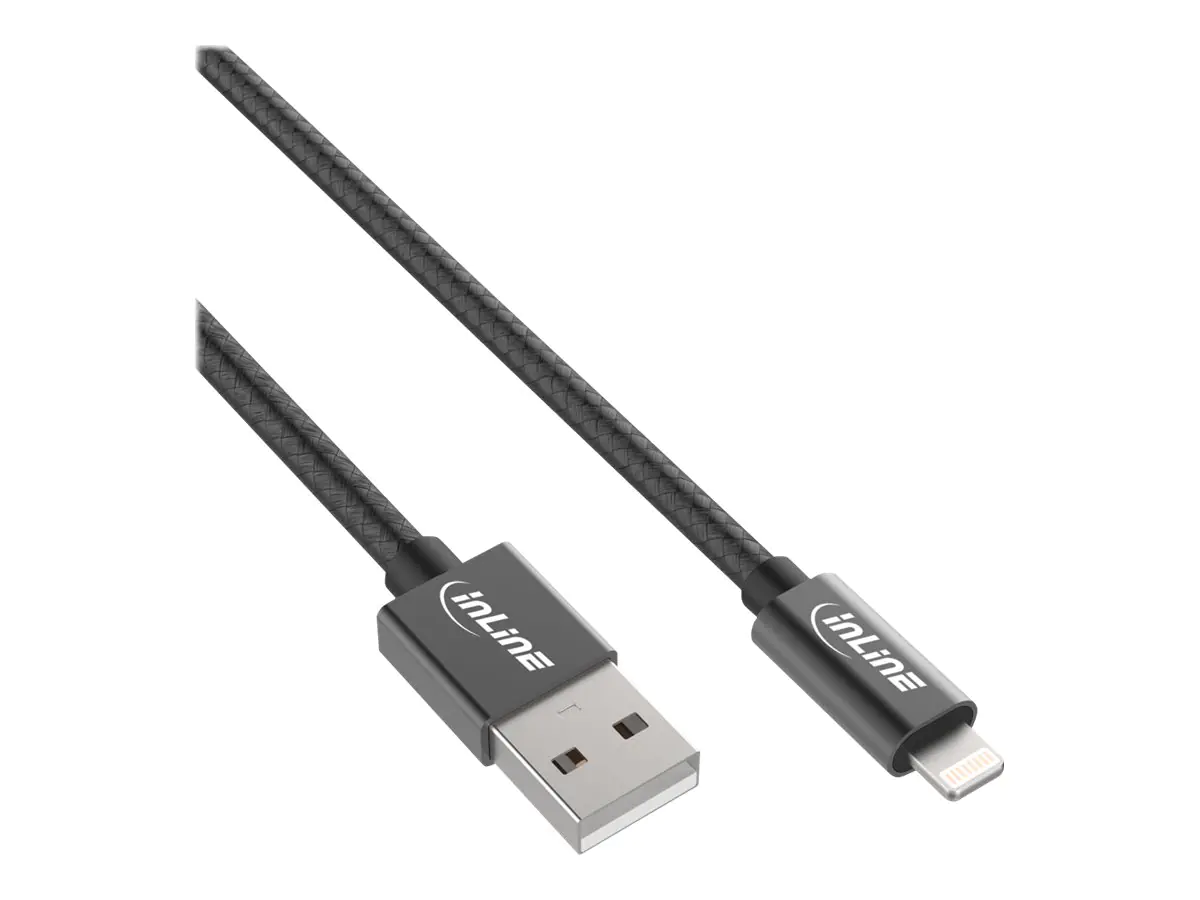 InLine - Lightning-Kabel - USB Stecker zu Lightning Stecker - 1 m - Schwarz