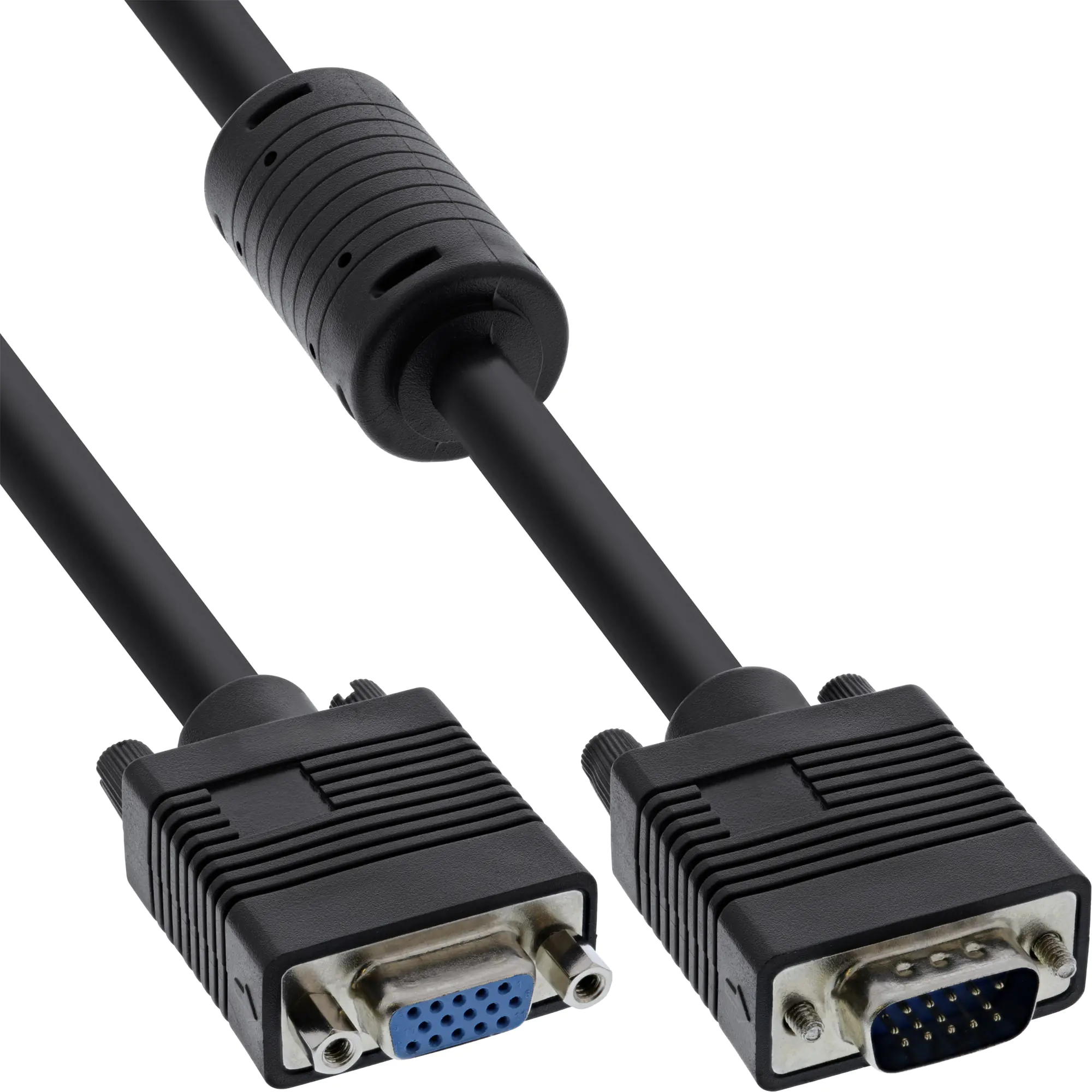 InLine - VGA-Verlängerungskabel - HD-15 ohne Pol 9 (M) zu HD-15 ohne Pol 9 (W) - 30 cm - geformt - Schwarz