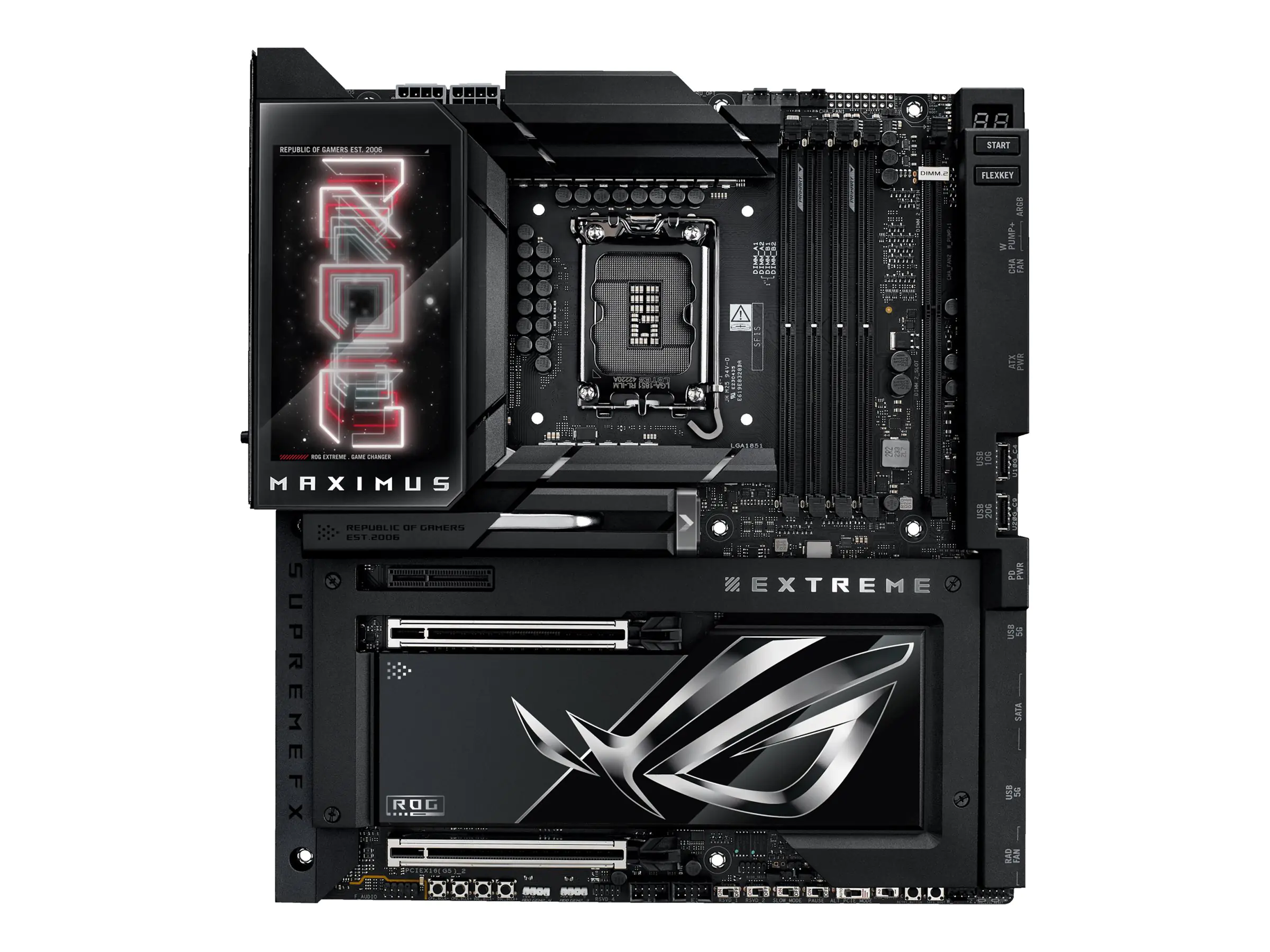 ASUS ROG MAXIMUS Z890 EXTREME - Motherboard - ATX - LGA1851-Sockel - Z890 Chipsatz - USB4, USB 3.2 Gen 1, USB-C 3.2 Gen2, USB 3.2 Gen 2 - Wi-Fi 7, Bluetooth, 10 Gigabit LAN - Onboard-Grafik (CPU erforderlich) - HD Audio (8-Kanal)