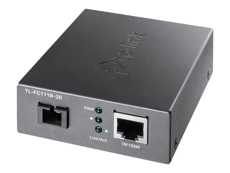 TP-Link TL-FC111B-20 - Medienkonverter - 100Mb LAN - 10Base-T, 100Base-TX, WDM - SC/UPC Einzelmodus / RJ-45 - bis zu 20 km - 1550 (RX) / 1310 (TX) nm - für JetStream TL-SG3452XP V1